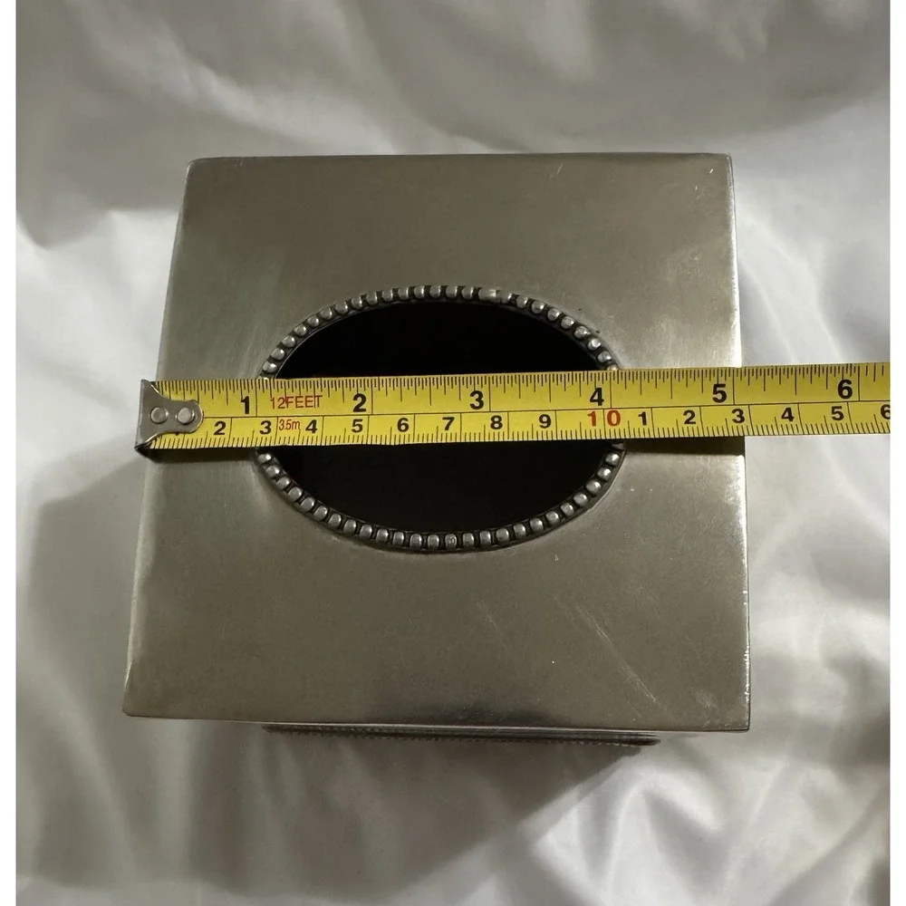 Vintage Tissue Box Stainless Steel Hollywood Regency
